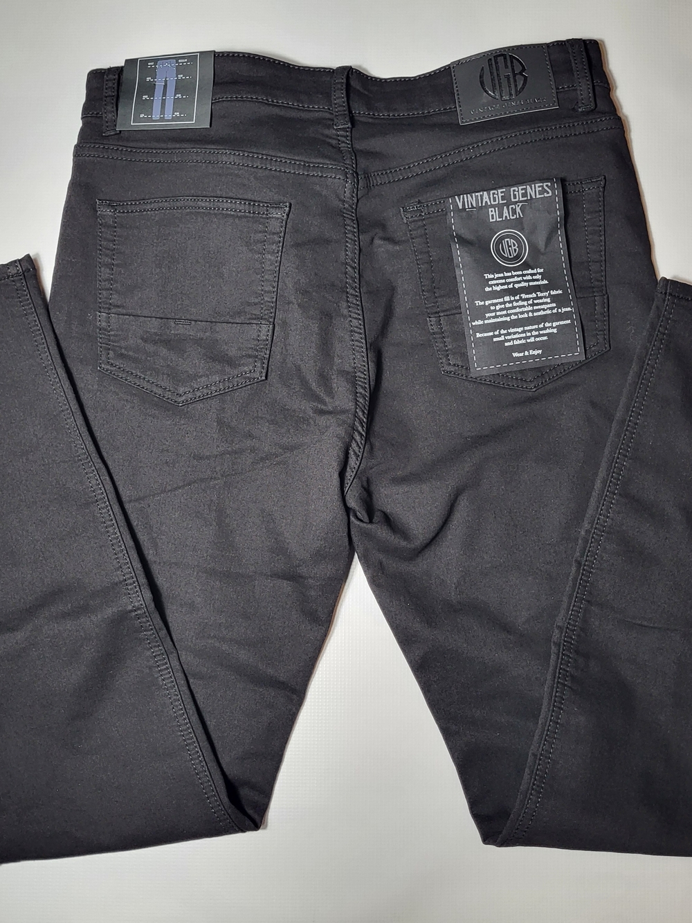 Vintage genes black Mens Black French Terry Sz 34x32 NWT Slim Stretch